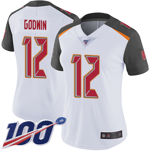 Nike Buccaneers #12 Chris Godwin White Women's Stitched NFL 100th Season Vapor Limited Jersey Nike Buccaneers #12 Chris Godwin White Women's Stitched NFL 100th Season Vapor Limited Jersey