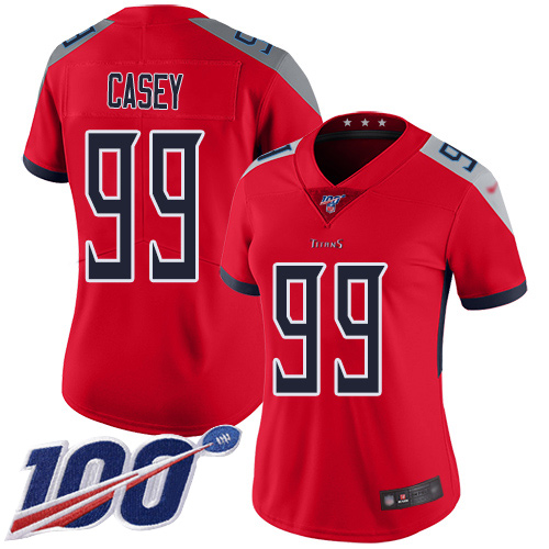 Nike Titans #99 Jurrell Casey Red Women's Stitched NFL Limited Inverted Legend 100th Season Jersey Nike Titans #99 Jurrell Casey Red Women's Stitched NFL Limited Inverted Legend 100th Season Jersey