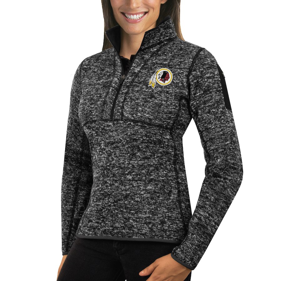 Washington Redskins Antigua Women's Fortune Half-Zip Sweater Heather Black Washington Redskins Antigua Women's Fortune Half-Zip Sweater Heather Black