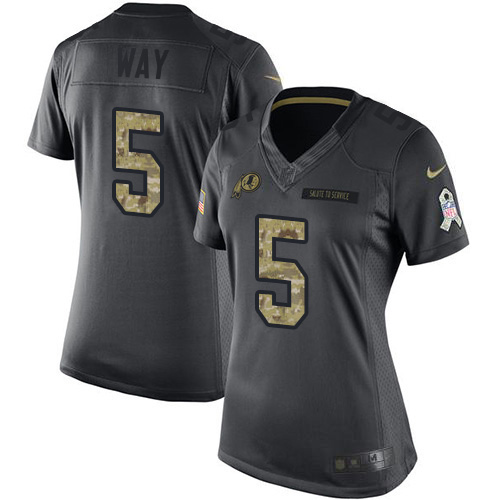 Nike Redskins #5 Tress Way Black Women's Stitched NFL Limited 2016 Salute to Service Jersey
