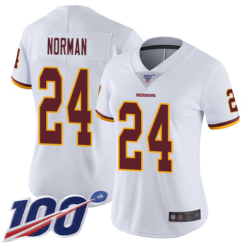 Nike Redskins #24 Josh Norman White Women's Stitched NFL 100th Season Vapor Limited Jersey