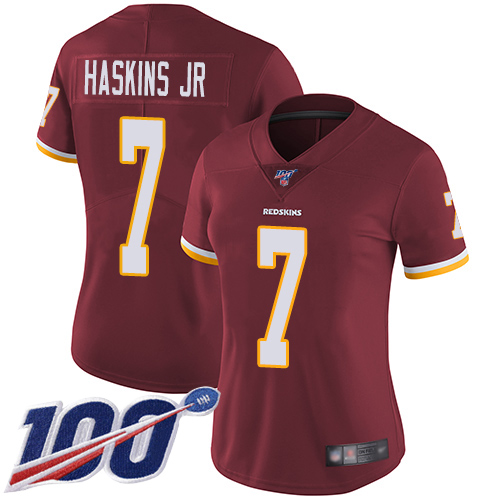 Nike Redskins #7 Dwayne Haskins Jr Burgundy Red Team Color Women's Stitched NFL 100th Season Vapor Limited Jersey Nike Redskins #7 Dwayne Haskins Jr Burgundy Red Team Color Women's Stitched NFL 100th Season Vapor Limited Jersey