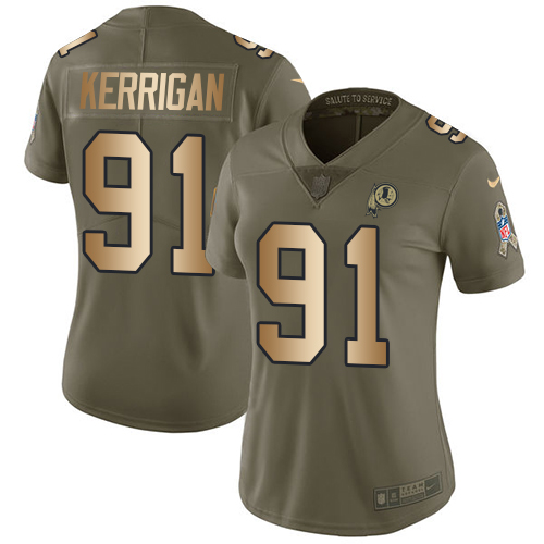 Nike Redskins #91 Ryan Kerrigan Olive/Gold Women's Stitched NFL Limited 2017 Salute to Service Jersey Nike Redskins #91 Ryan Kerrigan Olive/Gold Women's Stitched NFL Limited 2017 Salute to Service Jersey