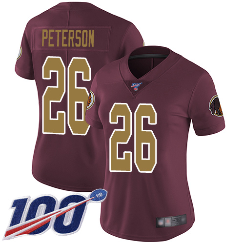 Nike Redskins #26 Adrian Peterson Burgundy Red Alternate Women's Stitched NFL 100th Season Vapor Limited Jersey