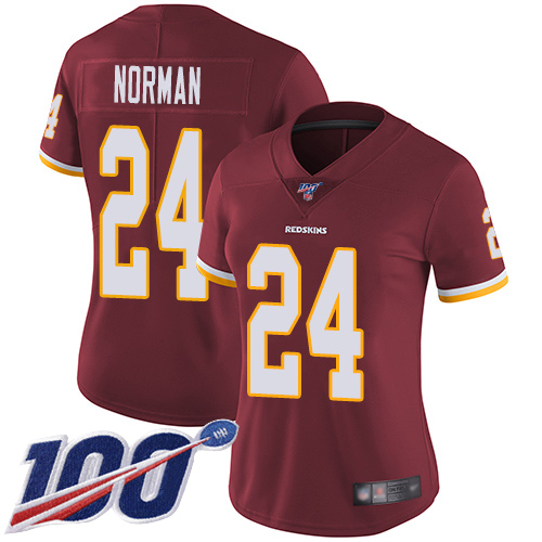 Nike Redskins #24 Josh Norman Burgundy Red Team Color Women's Stitched NFL 100th Season Vapor Limited Jersey Nike Redskins #24 Josh Norman Burgundy Red Team Color Women's Stitched NFL 100th Season Vapor Limited Jersey