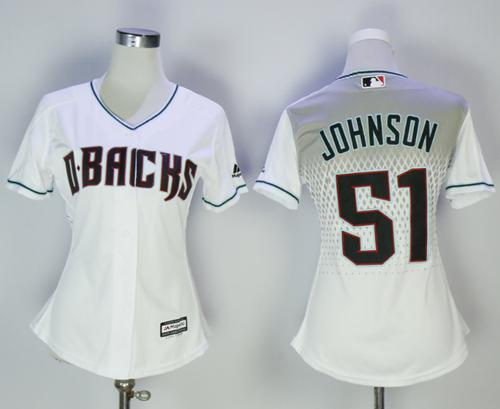 Diamondbacks #51 Randy Johnson White Home Women's Stitched MLB Jersey Diamondbacks #51 Randy Johnson White Home Women's Stitched MLB Jersey