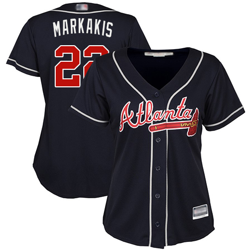 Braves #22 Nick Markakis Navy Blue Alternate Women's Stitched MLB Jersey Braves #22 Nick Markakis Navy Blue Alternate Women's Stitched MLB Jersey