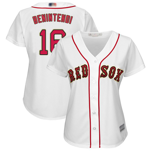 Red Sox #16 Andrew Benintendi White 2019 Gold Program Cool Base Women's Stitched MLB Jersey Red Sox #16 Andrew Benintendi White 2019 Gold Program Cool Base Women's Stitched MLB Jersey