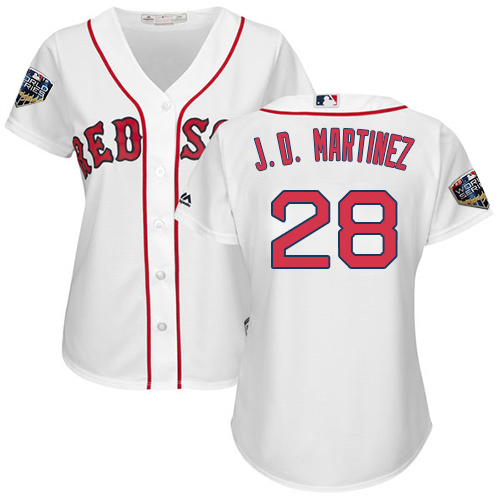 Red Sox #28 J. D. Martinez White Home 2018 World Series Women's Stitched MLB Jersey Red Sox #28 J. D. Martinez White Home 2018 World Series Women's Stitched MLB Jersey