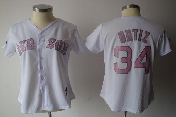 Red Sox #34 David Ortiz White Pink No. Women's Fashion Stitched MLB Jersey Red Sox #34 David Ortiz White Pink No. Women's Fashion Stitched MLB Jersey