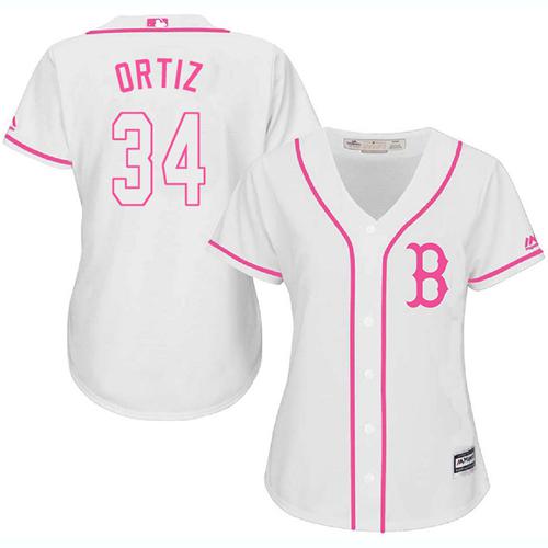 Red Sox #34 David Ortiz White/Pink Fashion Women's Stitched MLB Jersey Red Sox #34 David Ortiz White/Pink Fashion Women's Stitched MLB Jersey
