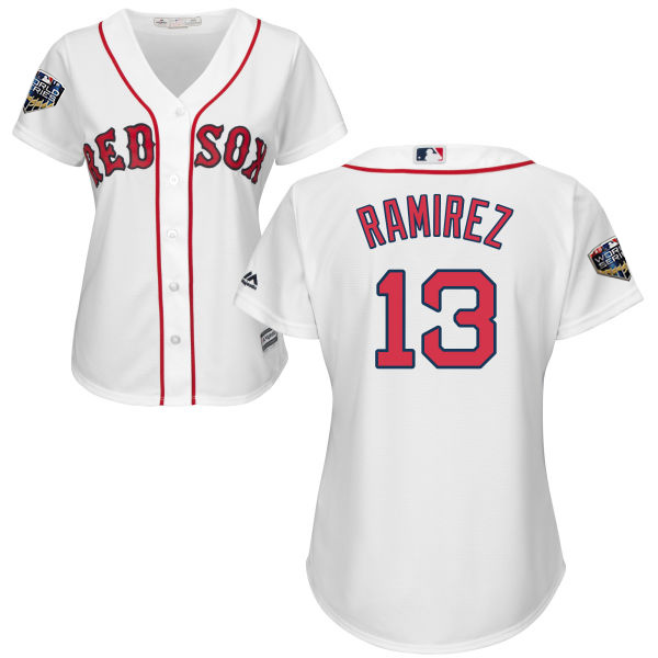 Red Sox #13 Hanley Ramirez White Home 2018 World Series Women's Stitched MLB Jersey Red Sox #13 Hanley Ramirez White Home 2018 World Series Women's Stitched MLB Jersey