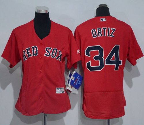 Red Sox #34 David Ortiz Red Flexbase Authentic Women's Stitched MLB Jersey Red Sox #34 David Ortiz Red Flexbase Authentic Women's Stitched MLB Jersey