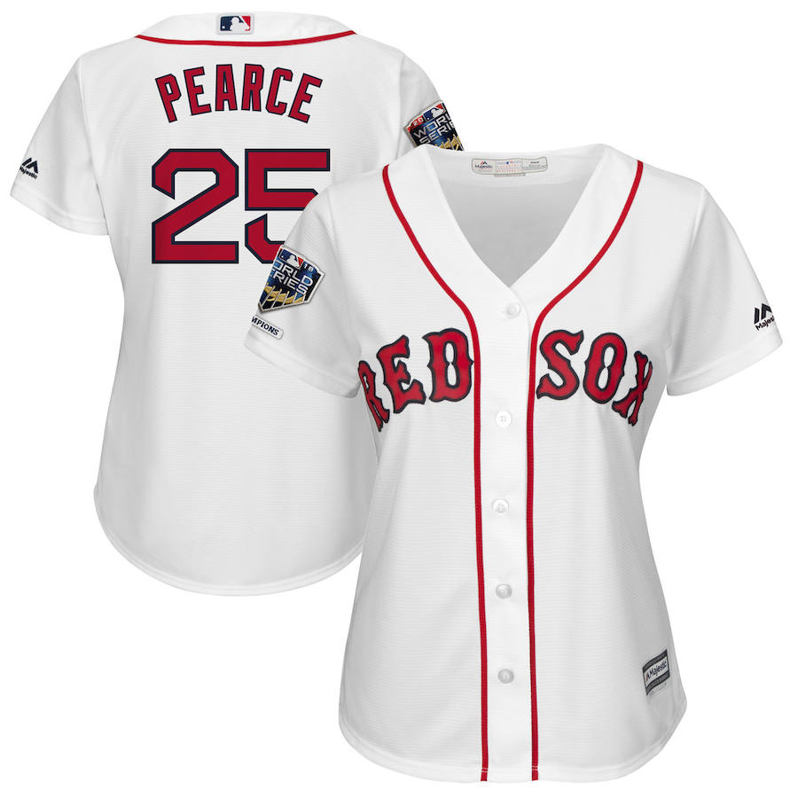 Boston Red Sox #25 Steve Pearce Majestic Women's 2018 World Series Champions Home Cool Base Player Jersey White Boston Red Sox #25 Steve Pearce Majestic Women's 2018 World Series Champions Home Cool Base Player Jersey White