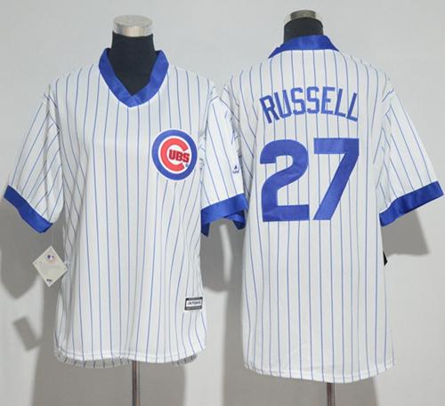 Cubs #27 Addison Russell White(Blue Strip) Cooperstown Women's Stitched MLB Jersey Cubs #27 Addison Russell White(Blue Strip) Cooperstown Women's Stitched MLB Jersey