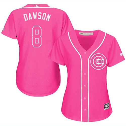 Cubs #8 Andre Dawson Pink Fashion Women's Stitched MLB Jersey Cubs #8 Andre Dawson Pink Fashion Women's Stitched MLB Jersey
