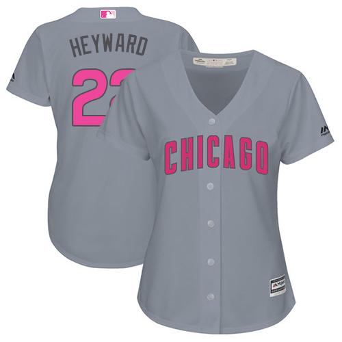 Cubs #22 Jason Heyward Grey Mother's Day Cool Base Women's Stitched MLB Jersey Cubs #22 Jason Heyward Grey Mother's Day Cool Base Women's Stitched MLB Jersey