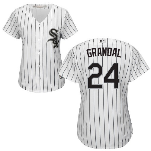 White Sox #24 Yasmani Grandal White(Black Strip) Home Women's Stitched MLB Jersey White Sox #24 Yasmani Grandal White(Black Strip) Home Women's Stitched MLB Jersey