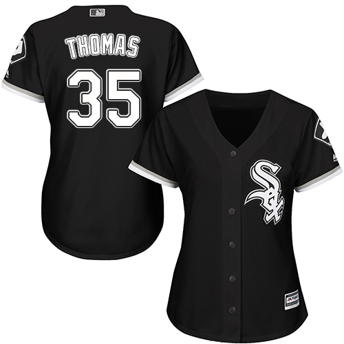 White Sox #35 Frank Thomas Black Alternate Women's Stitched MLB Jersey White Sox #35 Frank Thomas Black Alternate Women's Stitched MLB Jersey