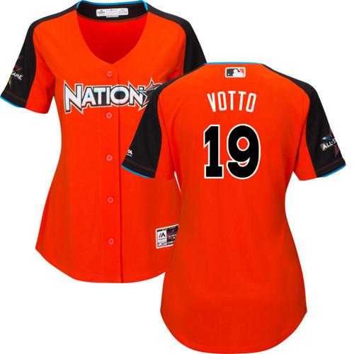 Reds #19 Joey Votto Orange 2017 All-Star National League Women's Stitched MLB Jersey Reds #19 Joey Votto Orange 2017 All-Star National League Women's Stitched MLB Jersey