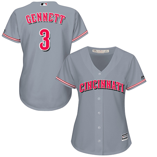 Reds #3 Scooter Gennett Grey Road Women's Stitched MLB Jersey Reds #3 Scooter Gennett Grey Road Women's Stitched MLB Jersey