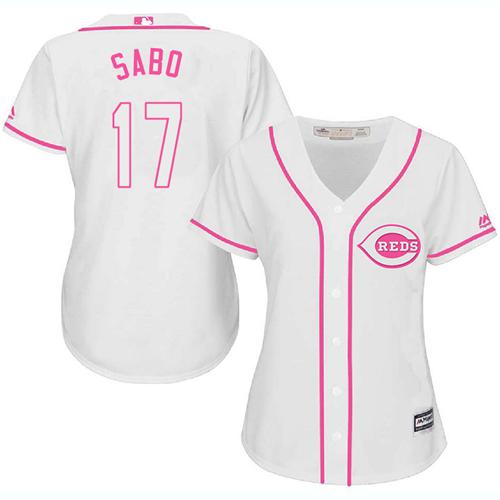 Reds #17 Chris Sabo White/Pink Fashion Women's Stitched MLB Jersey Reds #17 Chris Sabo White/Pink Fashion Women's Stitched MLB Jersey