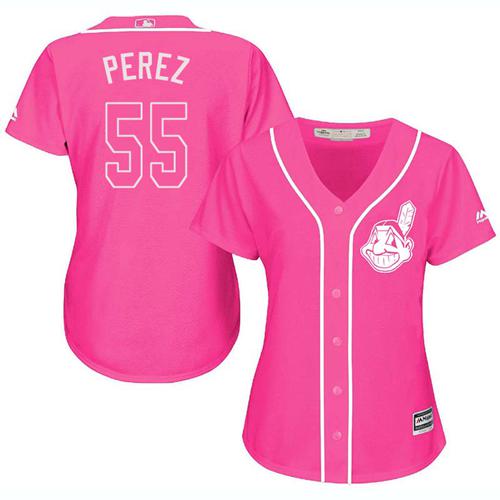 Indians #55 Roberto Perez Pink Fashion Women's Stitched MLB Jersey Indians #55 Roberto Perez Pink Fashion Women's Stitched MLB Jersey
