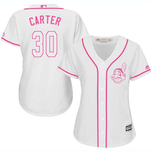 Indians #30 Joe Carter White/Pink Fashion Women's Stitched MLB Jersey Indians #30 Joe Carter White/Pink Fashion Women's Stitched MLB Jersey