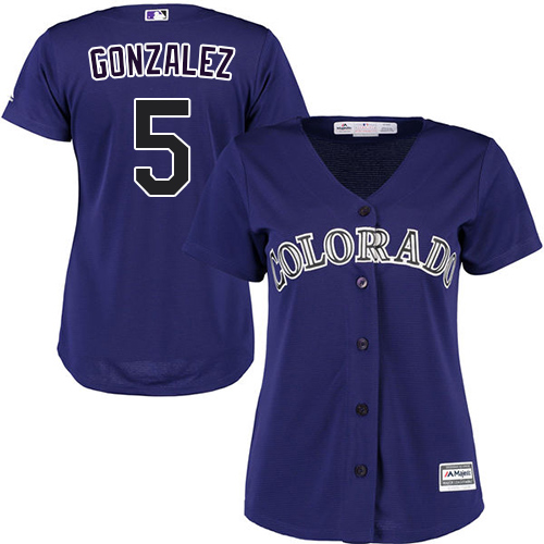 Rockies #5 Carlos Gonzalez Purple Alternate Women's Stitched MLB Jersey Rockies #5 Carlos Gonzalez Purple Alternate Women's Stitched MLB Jersey