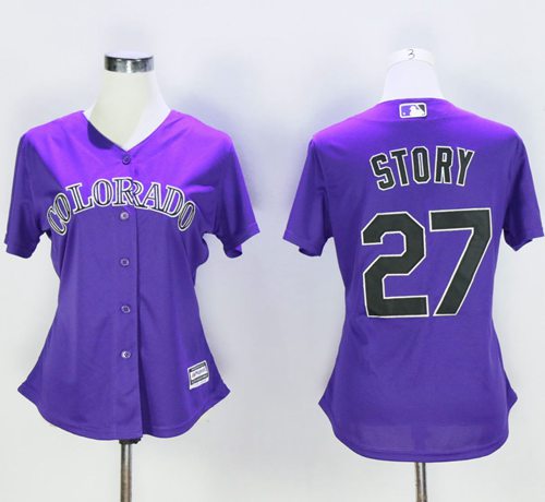 Rockies #27 Trevor Story Purple Women's Alternate Stitched MLB Jersey Rockies #27 Trevor Story Purple Women's Alternate Stitched MLB Jersey