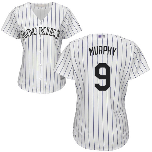 Rockies #9 Daniel Murphy White Strip Home Women's Stitched MLB Jersey Rockies #9 Daniel Murphy White Strip Home Women's Stitched MLB Jersey