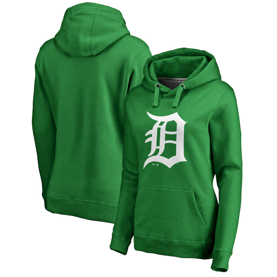 Detroit Tigers Majestic Women's St. Patrick's Day White Logo Pullover Hoodie Kelly Green Detroit Tigers Majestic Women's St. Patrick's Day White Logo Pullover Hoodie Kelly Green