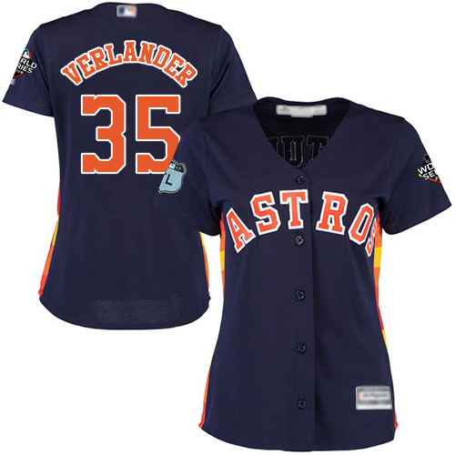 Astros #35 Justin Verlander Navy Blue Alternate 2019 World Series Bound Women's Stitched MLB Jersey Astros #35 Justin Verlander Navy Blue Alternate 2019 World Series Bound Women's Stitched MLB Jersey