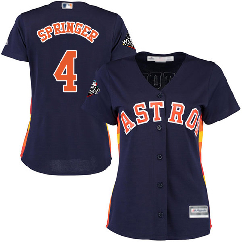 Astros #4 George Springer Navy Blue Alternate 2019 World Series Bound Women's Stitched MLB Jersey Astros #4 George Springer Navy Blue Alternate 2019 World Series Bound Women's Stitched MLB Jersey