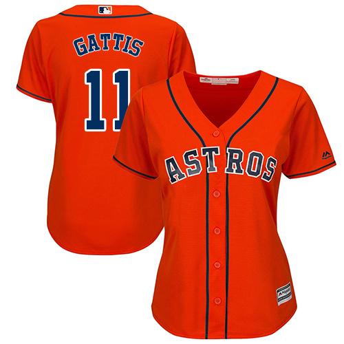 Astros #11 Evan Gattis Orange Alternate Women's Stitched MLB Jersey Astros #11 Evan Gattis Orange Alternate Women's Stitched MLB Jersey