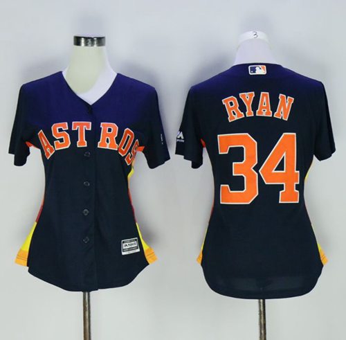 Astros #34 Nolan Ryan Navy Blue Alternate Women's Stitched MLB Jersey Astros #34 Nolan Ryan Navy Blue Alternate Women's Stitched MLB Jersey