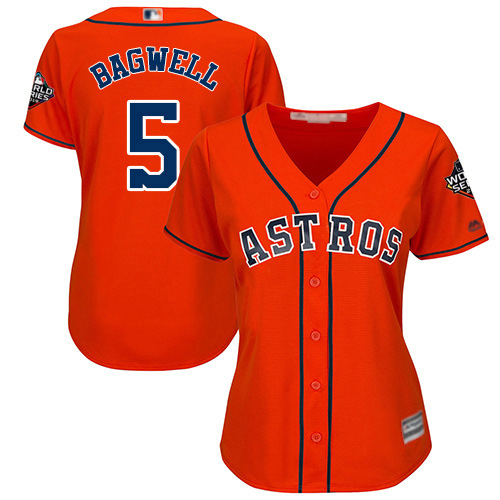 Astros #5 Jeff Bagwell Orange Alternate 2019 World Series Bound Women's Stitched MLB Jersey Astros #5 Jeff Bagwell Orange Alternate 2019 World Series Bound Women's Stitched MLB Jersey