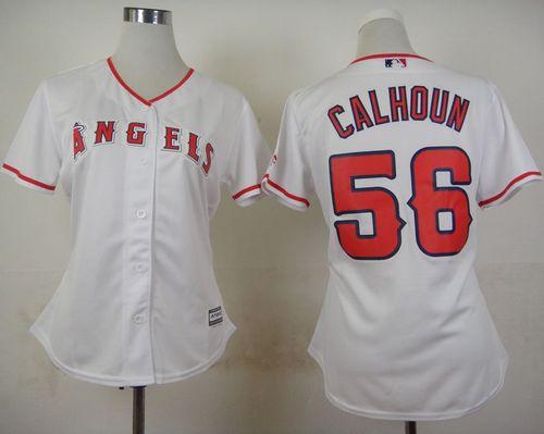 Angels #56 Kole Calhoun White Home Women's Stitched MLB Jersey Angels #56 Kole Calhoun White Home Women's Stitched MLB Jersey