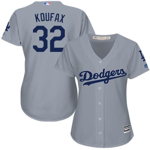 Dodgers #32 Sandy Koufax Grey Alternate Road Women's Stitched MLB Jersey Dodgers #32 Sandy Koufax Grey Alternate Road Women's Stitched MLB Jersey