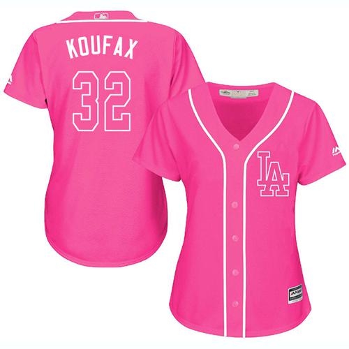 Dodgers #32 Sandy Koufax Pink Fashion Women's Stitched MLB Jersey Dodgers #32 Sandy Koufax Pink Fashion Women's Stitched MLB Jersey