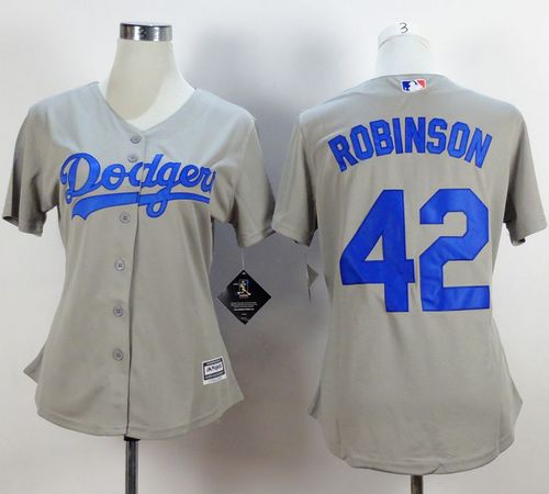 Dodgers #42 Jackie Robinson Grey Alternate Road Women's Stitched MLB Jersey Dodgers #42 Jackie Robinson Grey Alternate Road Women's Stitched MLB Jersey