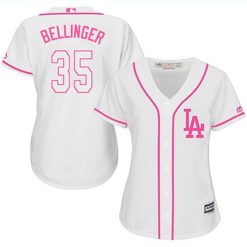 Dodgers #35 Cody Bellinger White/Pink Fashion Women's Stitched MLB Jersey Dodgers #35 Cody Bellinger White/Pink Fashion Women's Stitched MLB Jersey