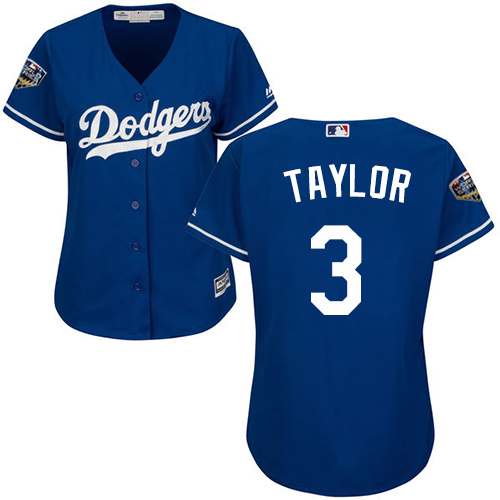 Dodgers #3 Chris Taylor Blue Alternate 2018 World Series Women's Stitched MLB Jersey Dodgers #3 Chris Taylor Blue Alternate 2018 World Series Women's Stitched MLB Jersey