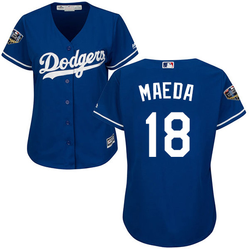 Dodgers #18 Kenta Maeda Blue Alternate 2018 World Series Women's Stitched MLB Jersey Dodgers #18 Kenta Maeda Blue Alternate 2018 World Series Women's Stitched MLB Jersey