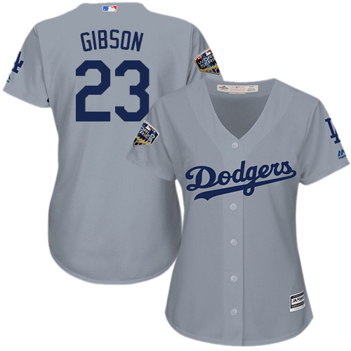 Dodgers #23 Kirk Gibson Grey Alternate Road 2018 World Series Women's Stitched MLB Jersey Dodgers #23 Kirk Gibson Grey Alternate Road 2018 World Series Women's Stitched MLB Jersey