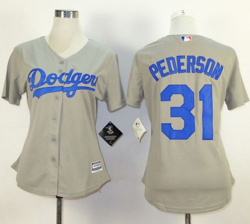 Dodgers #31 Joc Pederson Grey Alternate Road Women's Stitched MLB Jersey Dodgers #31 Joc Pederson Grey Alternate Road Women's Stitched MLB Jersey