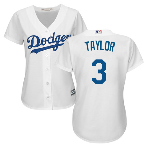 Dodgers #3 Chris Taylor White Home Women's Stitched MLB Jersey Dodgers #3 Chris Taylor White Home Women's Stitched MLB Jersey