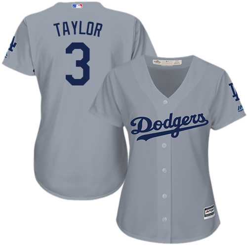 Dodgers #3 Chris Taylor Grey Alternate Road Women's Stitched MLB Jersey Dodgers #3 Chris Taylor Grey Alternate Road Women's Stitched MLB Jersey