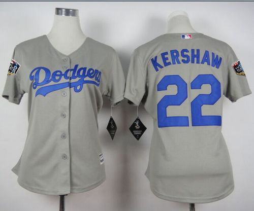 Dodgers #22 Clayton Kershaw Grey Alternate Road 2018 World Series Women's Stitched MLB Jersey Dodgers #22 Clayton Kershaw Grey Alternate Road 2018 World Series Women's Stitched MLB Jersey
