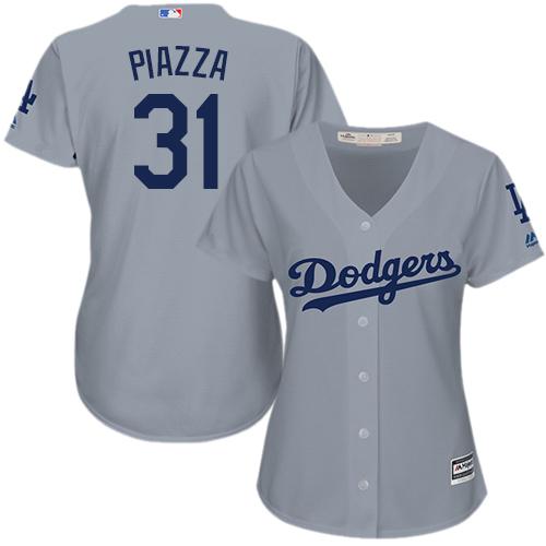 Dodgers #31 Mike Piazza Grey Alternate Road Women's Stitched MLB Jersey Dodgers #31 Mike Piazza Grey Alternate Road Women's Stitched MLB Jersey